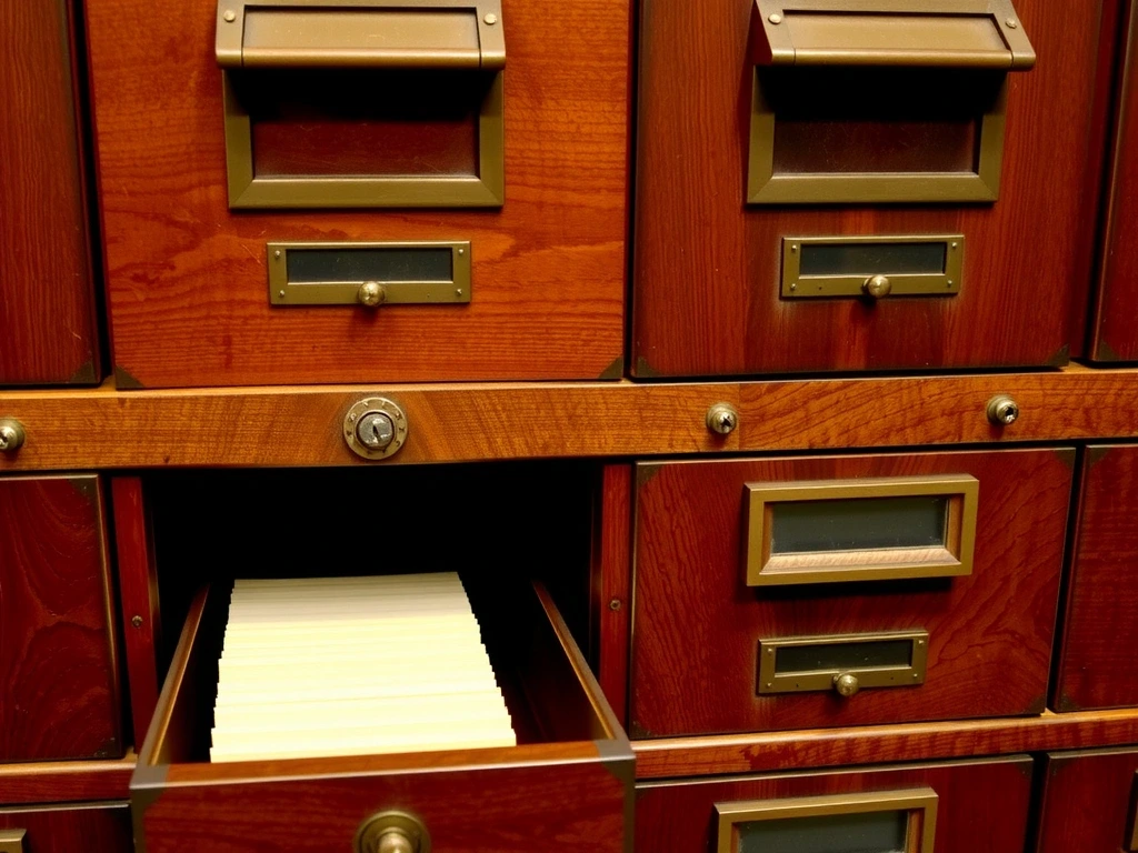 Drewniany katalog kartotekowy